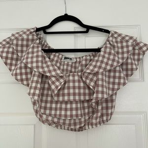Pink and white gingham crop top